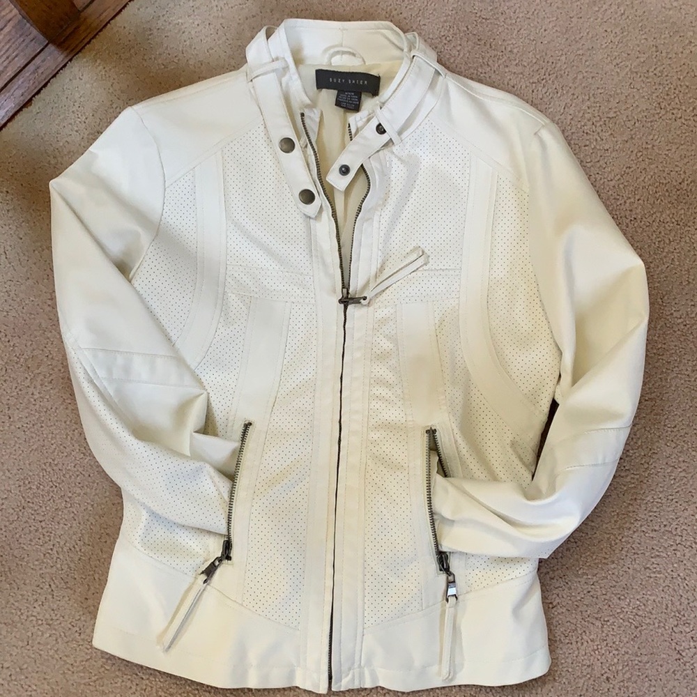 Faux leather moto jacket.